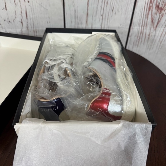 GUCCI ACE Year of the Dog Metallic Silver Women’s Napa Leather Sneakers 7 NiB - Picture 13 of 17